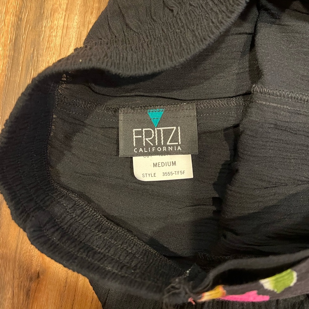 NWT Vintage Fritzi California Floral/Black Blouse (Size S)/Pants (Size M) Set - Picture 9 of 13